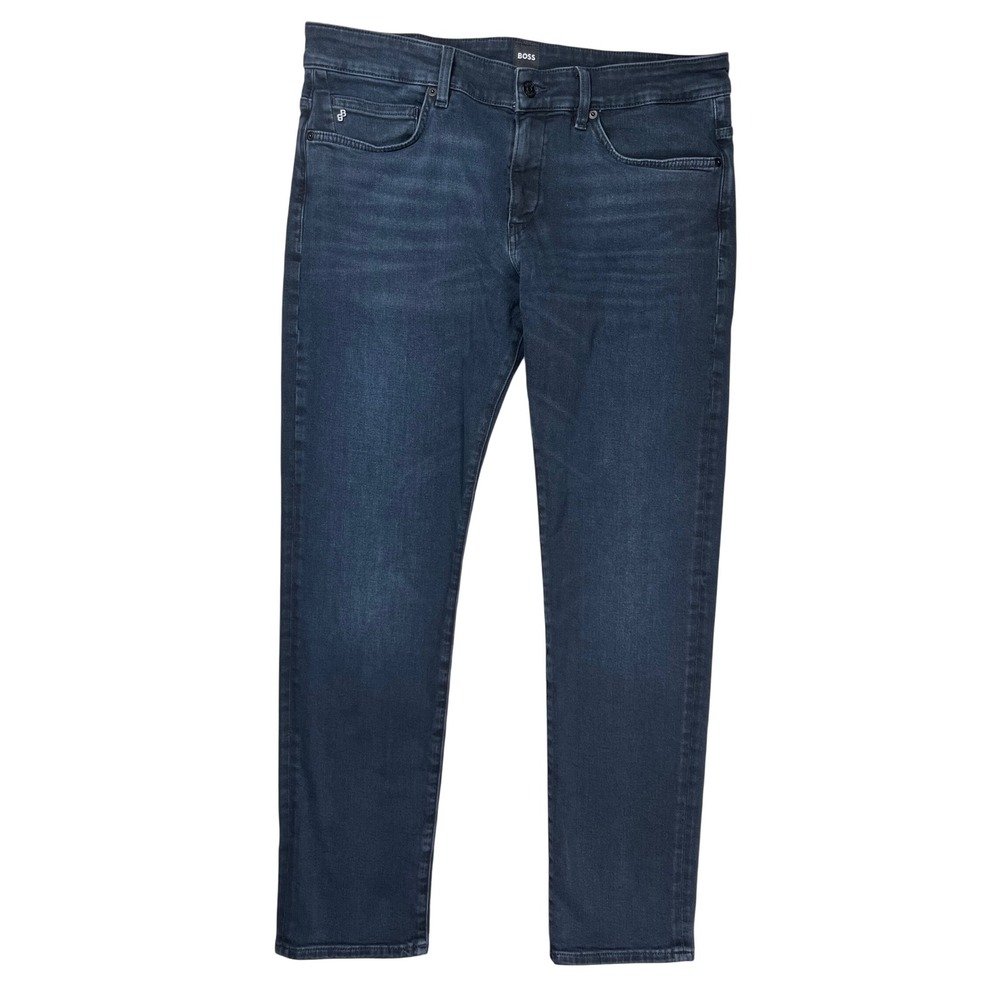 BOSS Delaware Slim Jeans Mens 34x32 Dark Indigo Candiani Cashmere Touch Denim